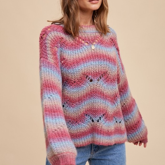 NWT Soft Striped Mohair Sweater - Picture 1 of 4